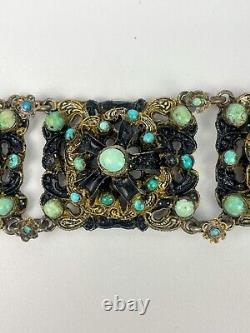 Turquoise and Enamel Austro-Hungarian Bracelet in Silver