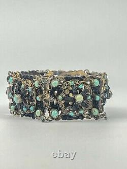 Turquoise and Enamel Austro-Hungarian Bracelet in Silver