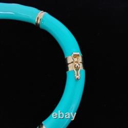 Two Veronese Italy Teal Sterling Silver Gold Plated Accents Bracelet Bangles 7