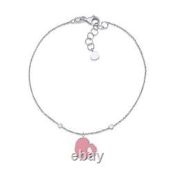 UNICORNJ 14K White Gold Bracelet with Light Pink or Light Blue Enamel Sliding He