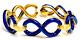 Unoaerre 18k Yellow Gold Link Bracelet Blue Enamel 7.5