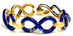 UNOAERRE 18k yellow gold Link Bracelet Blue Enamel 7.5