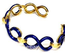 UNOAERRE 18k yellow gold Link Bracelet Blue Enamel 7.5
