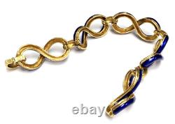 UNOAERRE 18k yellow gold Link Bracelet Blue Enamel 7.5