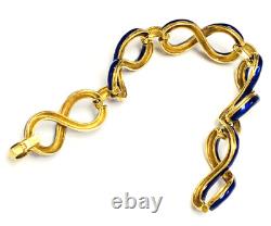 UNOAERRE 18k yellow gold Link Bracelet Blue Enamel 7.5
