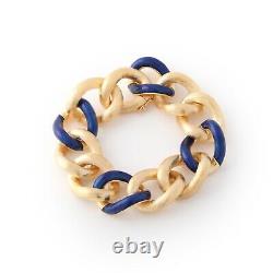 UNOAERRE Chunky Gold Link Bracelet with Blue Enamel 18K