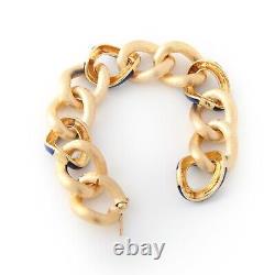 UNOAERRE Chunky Gold Link Bracelet with Blue Enamel 18K