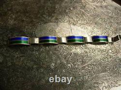 Ultra RARE Vintage GUCCI Silver 925 Enamel Jewelry Couture Italian GG Bracelet