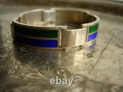 Ultra RARE Vintage GUCCI Silver 925 Enamel Jewelry Couture Italian GG Bracelet