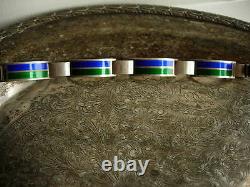 Ultra RARE Vintage GUCCI Silver 925 Enamel Jewelry Couture Italian GG Bracelet