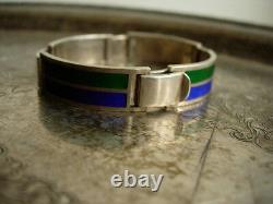 Ultra RARE Vintage GUCCI Silver 925 Enamel Jewelry Couture Italian GG Bracelet