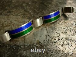 Ultra RARE Vintage GUCCI Silver 925 Enamel Jewelry Couture Italian GG Bracelet