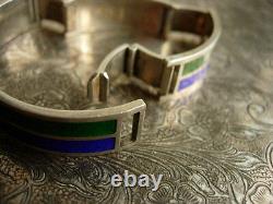 Ultra RARE Vintage GUCCI Silver 925 Enamel Jewelry Couture Italian GG Bracelet