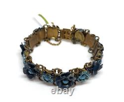 Unique Michal Negrin Blue Flowers Crystal Beautiful Bracelet #44#