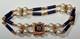 Unoaerre 18k Gold Blue Cobalt Enamel Vintage Pearls Ruby 8 Bracelet Lh524