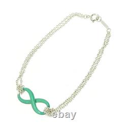 Used Tiffany & Co. Blue Enamel Infinity Double chain Bracelet withBox
