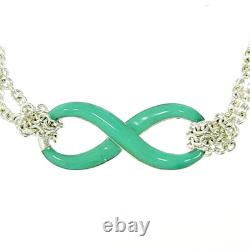 Used Tiffany & Co. Blue Enamel Infinity Double chain Bracelet withBox