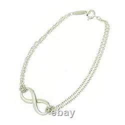 Used Tiffany & Co. Blue Enamel Infinity Double chain Bracelet withBox