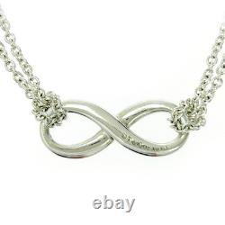 Used Tiffany & Co. Blue Enamel Infinity Double chain Bracelet withBox