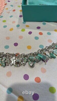 VERY RARE Tiff & Co Christmas silver, 17 charms, blue enamel bracelet & necklace