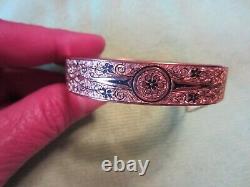 VINTAGE 1/20 gold filled blue enamel bangle bracelet DUNN BROTHERS 100 yrs. Old