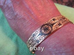 VINTAGE 1/20 gold filled blue enamel bangle bracelet DUNN BROTHERS 100 yrs. Old