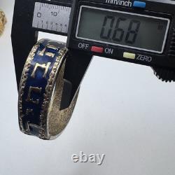 VINTAGE CINER Gold Tone Stylized Hebrew Symbols & Blue Enamel Bracelet Rare 6.5