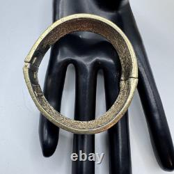 VINTAGE CINER Gold Tone Stylized Hebrew Symbols & Blue Enamel Bracelet Rare 6.5