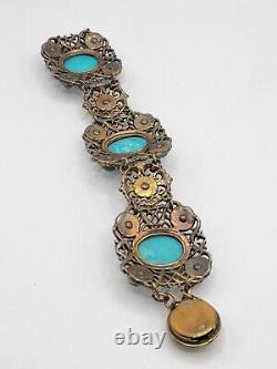 VTG Austro Hungarian Enameled & Glass Bracelet