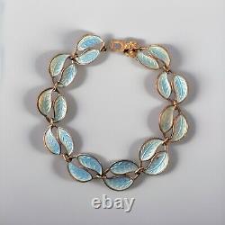 VTG D. A. Norway Sterling Silver 925S Blue Enamel 7x 5/8Bracelet Gold Tone