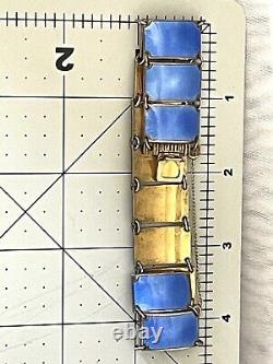 VTG David Anderson Sterling Silver Blue Guilloche Enamel 13 Panel Link Bracelet