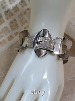 VTG MCM MODERNIST O. P. ORLANDINI 1AR UNO-A-ERRE 925 blue enamel buckle bracelet