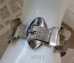 VTG MCM MODERNIST O. P. ORLANDINI 1AR UNO-A-ERRE 925 blue enamel buckle bracelet