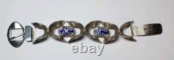 VTG MCM MODERNIST O. P. ORLANDINI 1AR UNO-A-ERRE 925 blue enamel buckle bracelet