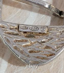 VTG MCM MODERNIST O. P. ORLANDINI 1AR UNO-A-ERRE 925 blue enamel buckle bracelet