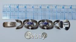 VTG MCM MODERNIST O. P. ORLANDINI 1AR UNO-A-ERRE 925 blue enamel buckle bracelet