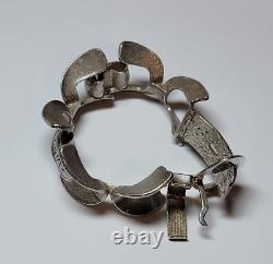 VTG MCM MODERNIST O. P. ORLANDINI 1AR UNO-A-ERRE 925 blue enamel buckle bracelet