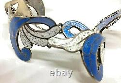 VTG Margot de Taxco Blue Wave Enamel Bracelet Mexican Sterling Silver & Enamel