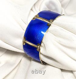 VTG Norway Sterling Silver Blue Enamel Bracelet Gold Washed Jewelry MCM