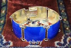 VTG Norway Sterling Silver Blue Enamel Bracelet Gold Washed Jewelry MCM