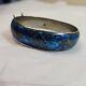 Vtg Sterling Silver Siam Nellioware Blue Enamel Hinged Bangle Bracelet