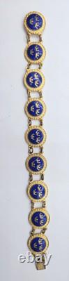 VTG Swedish Enamel Bracelet & Brooch Set Lagerströms Fab Mjölby Blue & Gold