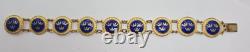 VTG Swedish Enamel Bracelet & Brooch Set Lagerströms Fab Mjölby Blue & Gold