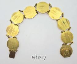 VTG Swedish Enamel Bracelet & Brooch Set Lagerströms Fab Mjölby Blue & Gold
