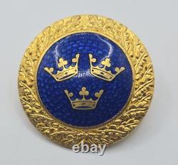 VTG Swedish Enamel Bracelet & Brooch Set Lagerströms Fab Mjölby Blue & Gold