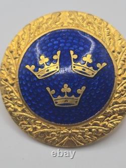 VTG Swedish Enamel Bracelet & Brooch Set Lagerströms Fab Mjölby Blue & Gold