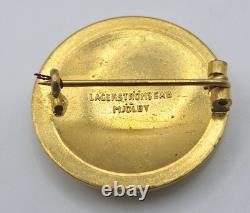VTG Swedish Enamel Bracelet & Brooch Set Lagerströms Fab Mjölby Blue & Gold