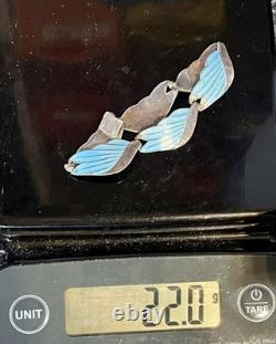 VTG TAXCO Mexico 925 Sterling Silver Blue Enamel Leaf Link Bracelet 7.5 Signed