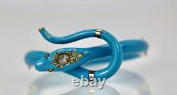 Victorian Diamond Enamel Snake Bracelet