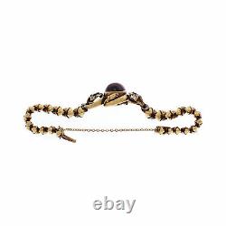 Victorian Garnet Bracelet © 1850 Blue Enamel Diamond 18k